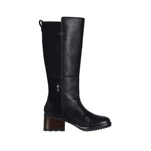 Sorel Cate Tall Leather Suede Black Riding Boots